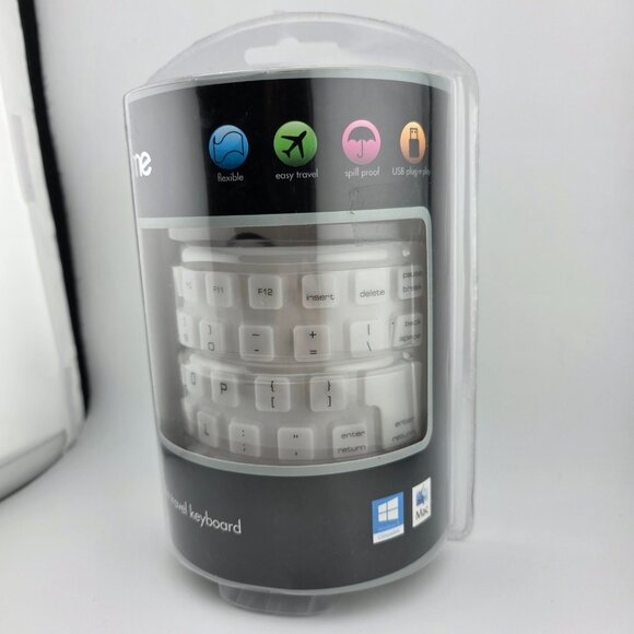 iHome White Spill-Proof Flexible Portable Travel USB Enabled Keyboard NEW - Picture 3 of 6